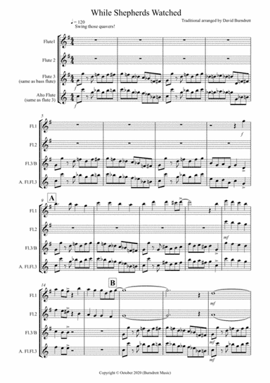 While Shepherds Watched (Jazzy Version!) for Flute Trio (arr. David Burndrett)