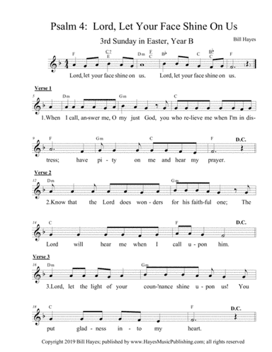 Psalm 4:  Lord, Let Your Face Shine On Us (3rd Sunday of Easter, Year B)