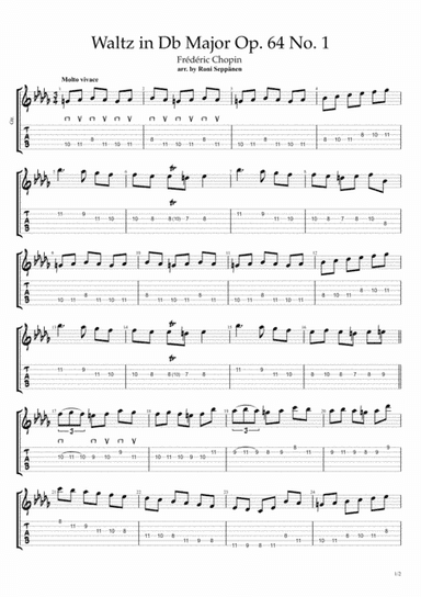 Minute Waltz - Waltz in Db major Op. 64 No. 1 - for Flatpicking Guitar / Electric Guitar (arr. Roni Seppänen)