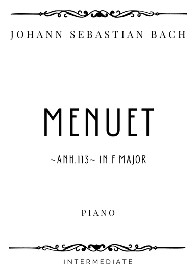 J.S. Bach - Menuet in F Major (BWV 113) - Intermediate (arr. Piacere Music Sheets)