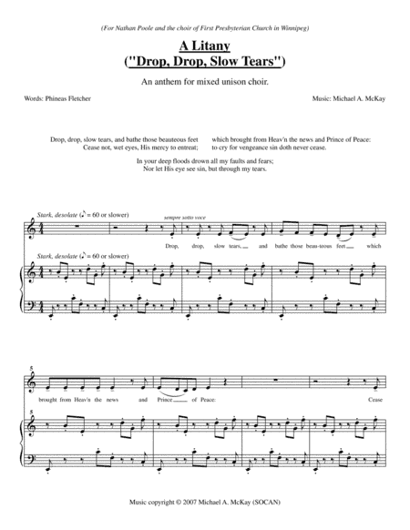 A Litany (Drop, Drop, Slow Tears)