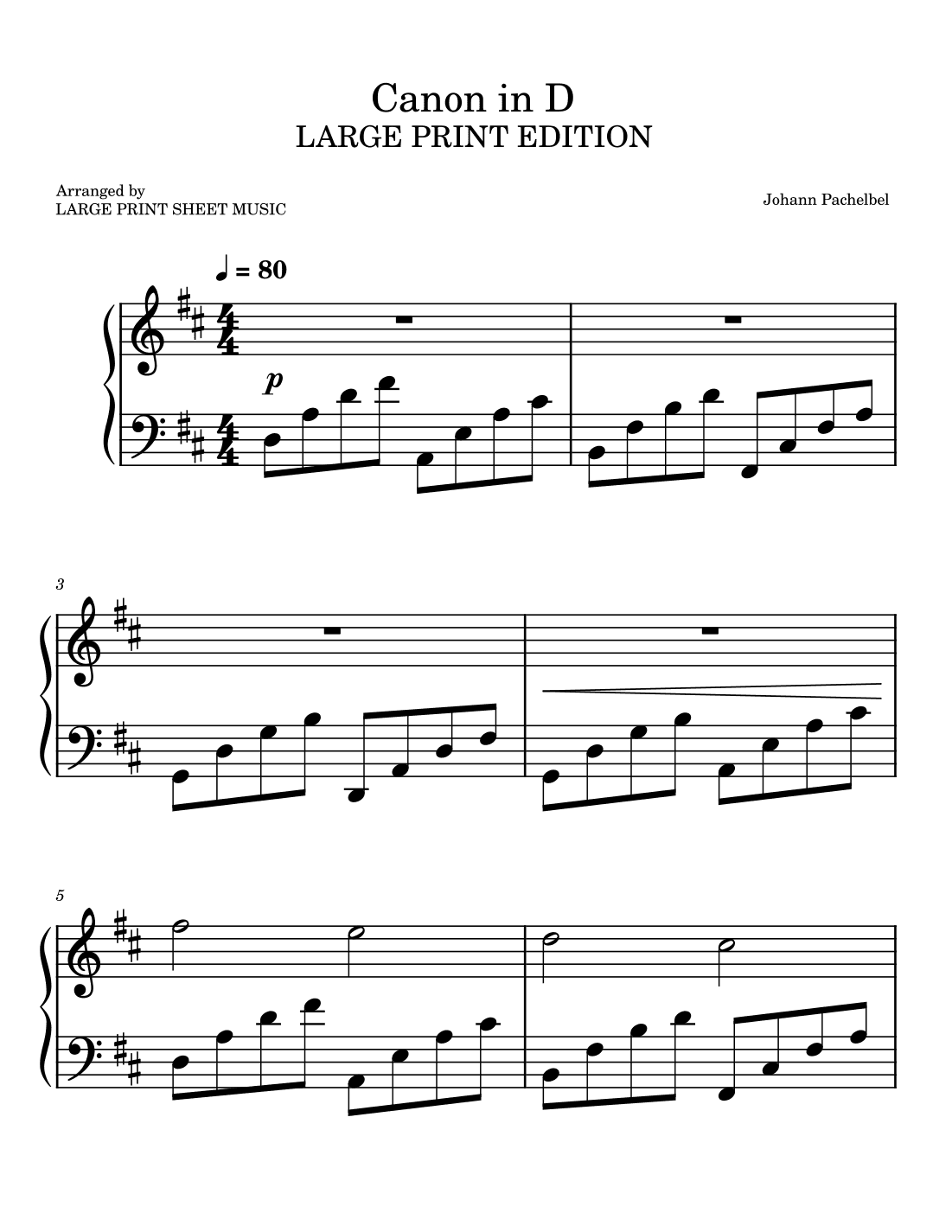 Pachelbel's Canon in D • LARGE PRINT EDITION • Wedding Music (arr. Large Print Sheet Music)