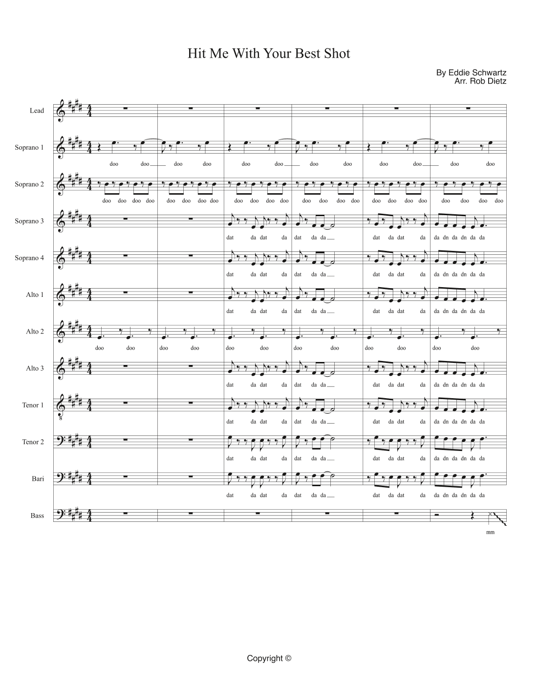 Hit Me With Your Best Shot (arr. Rob Dietz)