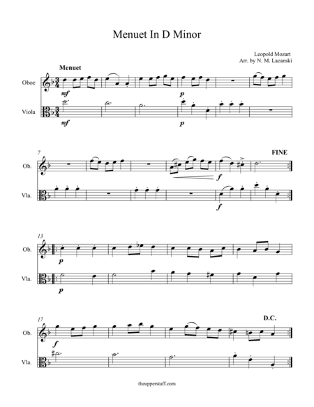 Menuet in D Minor (arr. Nick Lacanski)