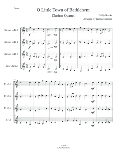 O Little Town of Bethlehem for Clarinet Quartet (arr. Jeremy Corcoran)