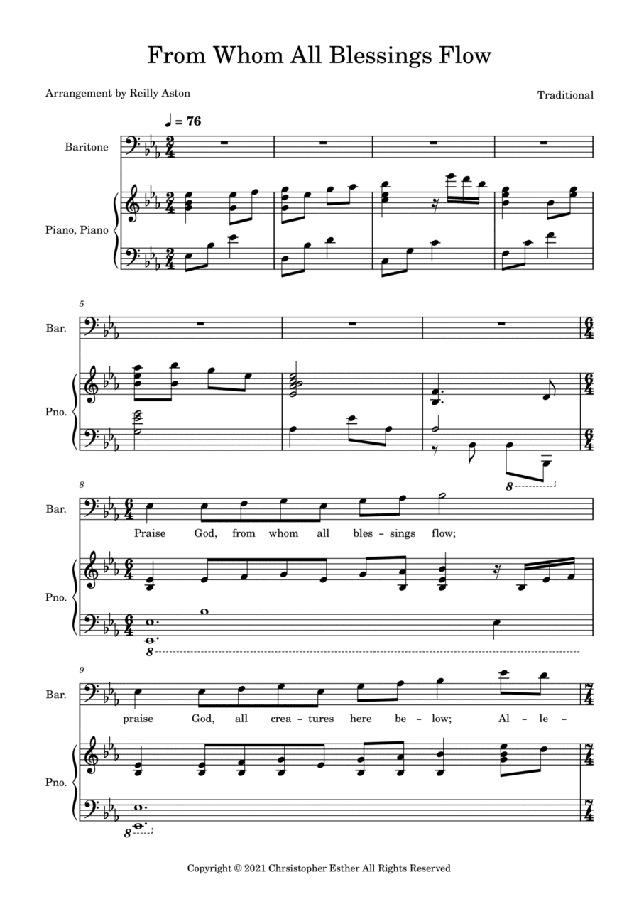From Whom All Blessings Flow (Baritone Voice) (arr. Christopher Esther)