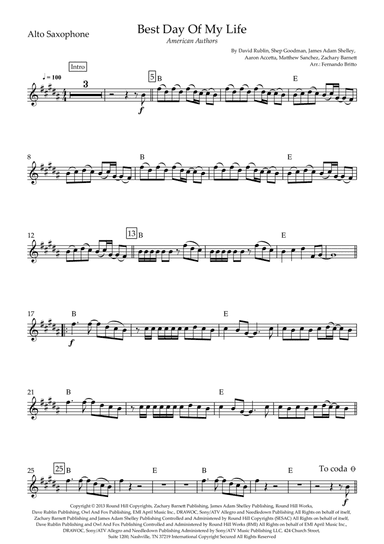 Best Day Of My Life (arr. Fernando Britto)