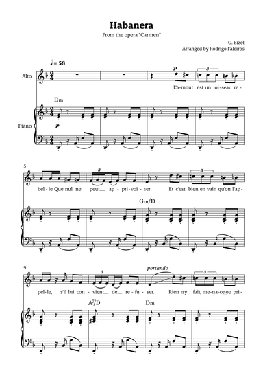 Habanera (for alto - D minor/major) (arr. Rodrigo Faleiros)