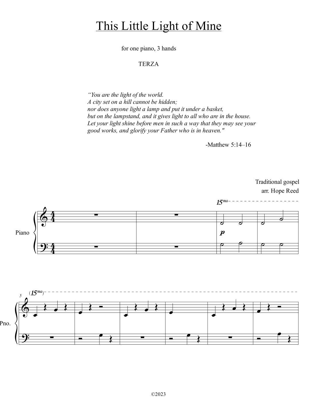 This Little Light of Mine (arr. Hope Reed)