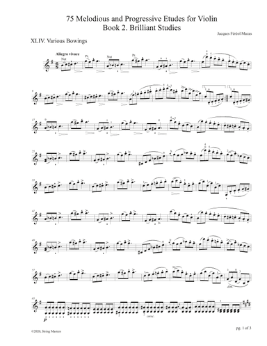 Mazas 75 Melodious & Progressive Etudes for Violin Book 2, No. 44 (arr. String Masters)