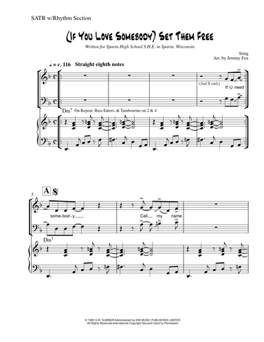 If You Love Somebody Set Them Free (arr. Jeremy Fox)