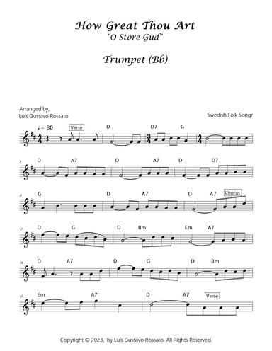 How Great Thou Art (O Store Gud) - Bb Trumpet (arr. Luís Gustavo Rossato)