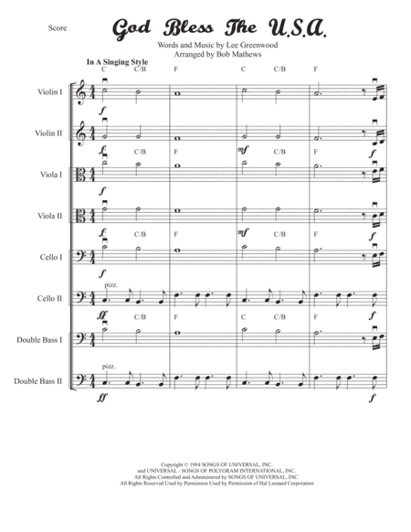 God Bless The U.S.A. (arr. Bob Mathews)