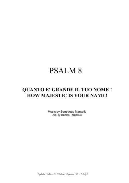 Psalm 8 - HOW MAJESTIC IS YOUR NAME! - B. Marcello - Arr. for Soprano/Tenor (or any instr. in C) and (arr. Renato Tagliabue)
