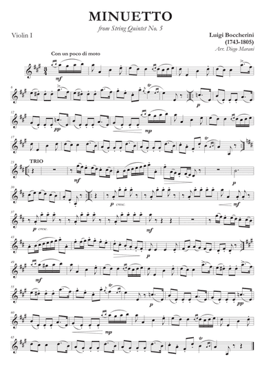 Boccherini's Minuet for String Quartet (arr. Diego Marani)