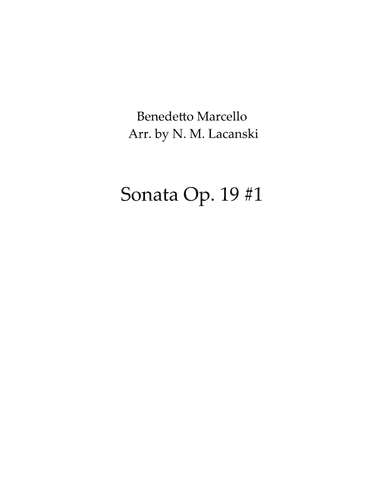 Sonata Op. 19 #1 (arr. Nick M Lacanski)