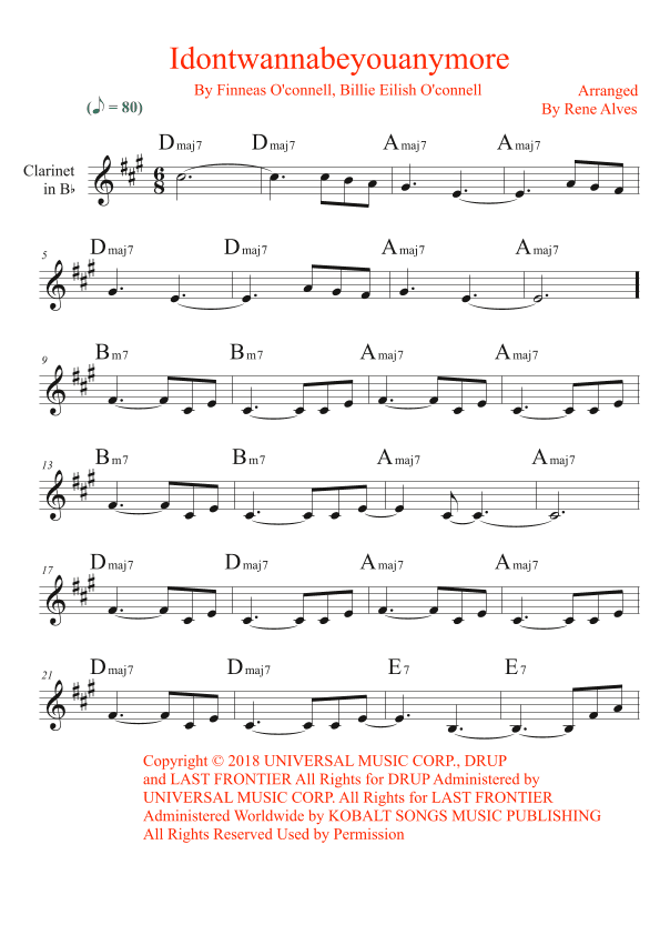 Idontwannabeyouanymore (arr. By Rene Alves)