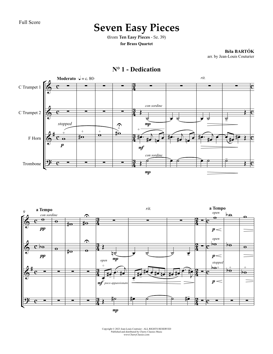 Seven Easy Pieces for Brass Quartet (arr. Jean-Louis Couturier)