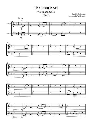 The First Noel - Violin and Cello Duet (arr. Valdir Maia)