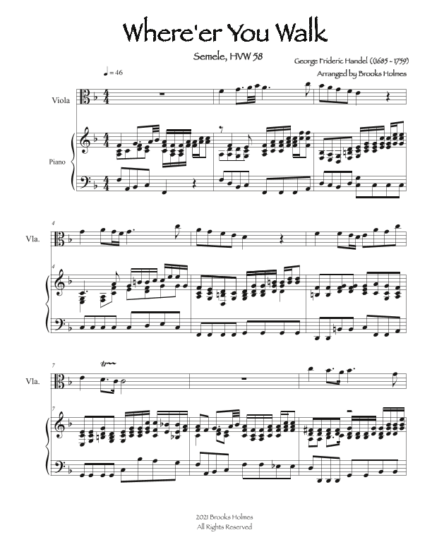 Where'er You Walk  (Semele, HVW 58) (arr. Brooks Holmes)