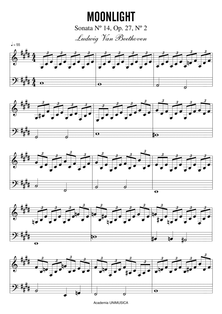 Ludwig Van Beethoven - Moonlight Nº 14 Opus 27, Adagio Nº 2 (arr. Academia Unimusica)