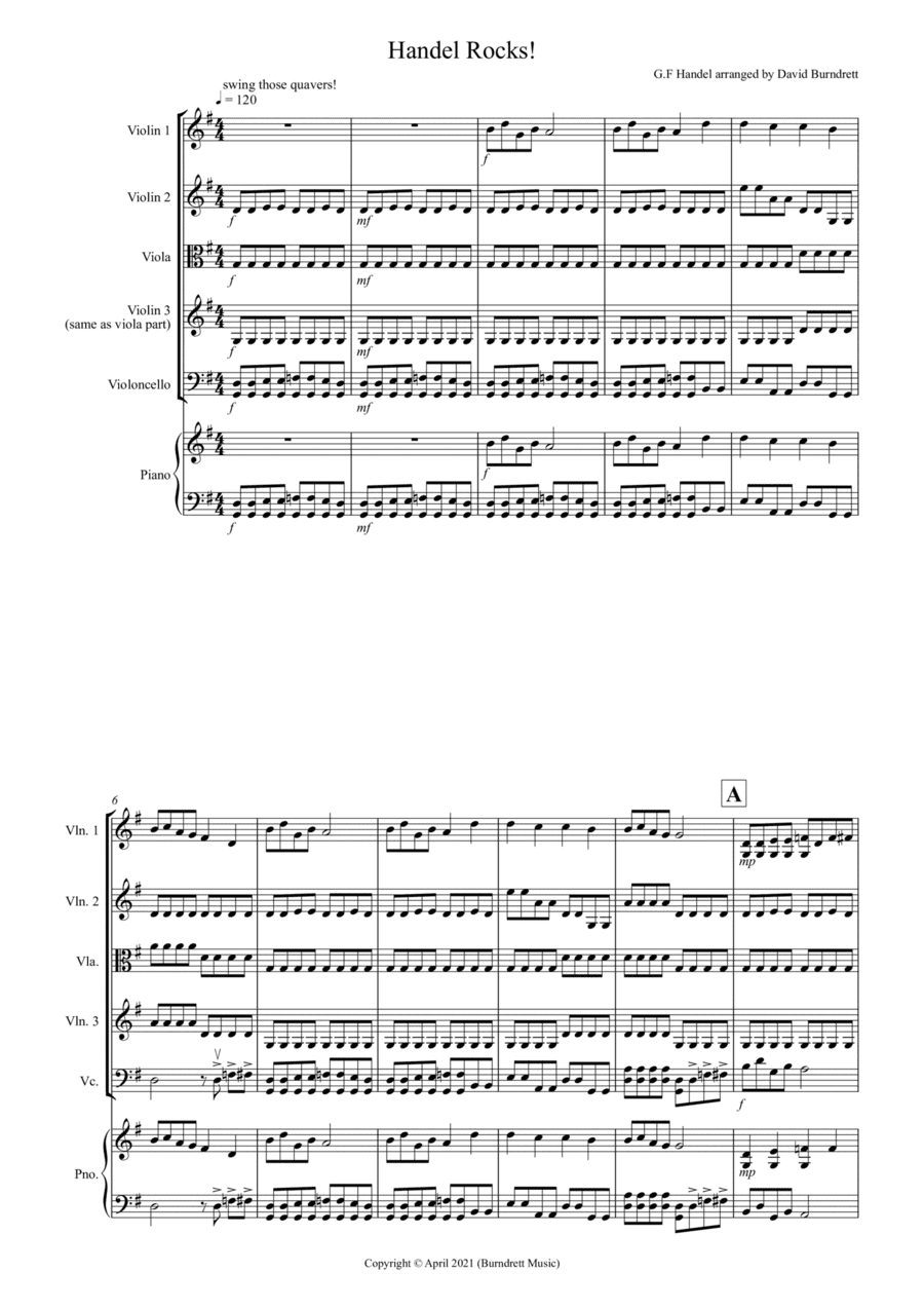 Handel Rocks! for String Quartet (arr. David Burndrett)