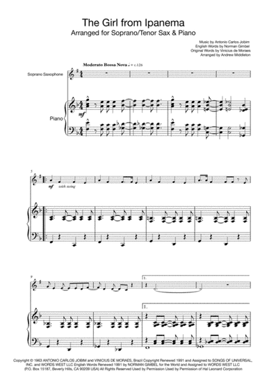 The Girl From Ipanema (Garota De Ipanema) (arr. Andrew Middleton)