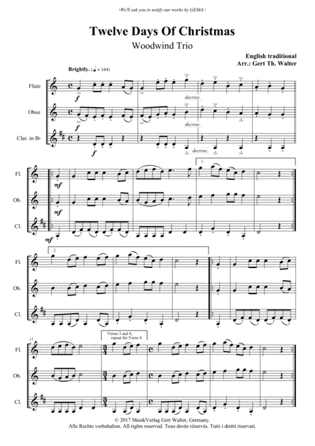 Twelve Days Of Christmas (arr. Gert Th. Walter)