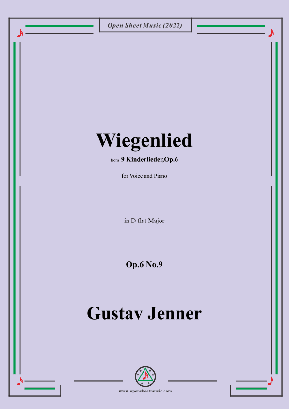 Jenner-Wiegenlied,in D flat Major,Op.6 No.9 (arr. OSM Press)