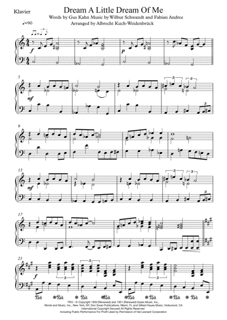 Dream A Little Dream Of Me (arr. Albrecht KuchWeidenbrück)