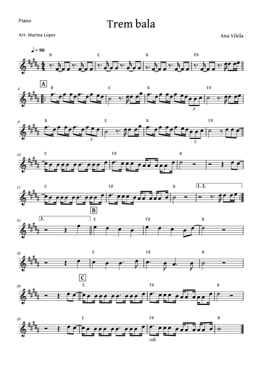 Trem-bala (arr. Marina Lopes)