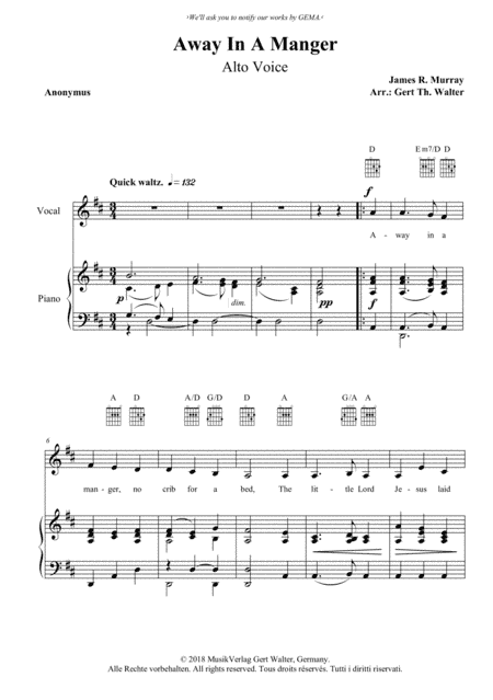 Away In A Manger (1st. version) (arr. Gert Th. Walter)