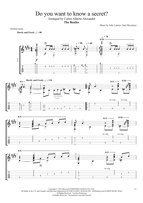 Do You Want To Know A Secret? (arr. Alexander kessler)