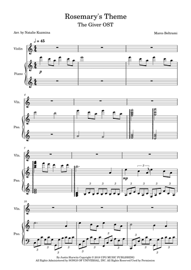 Rosemarie's Theme (arr. Natalie Kuzmina aka nattaliepiano)