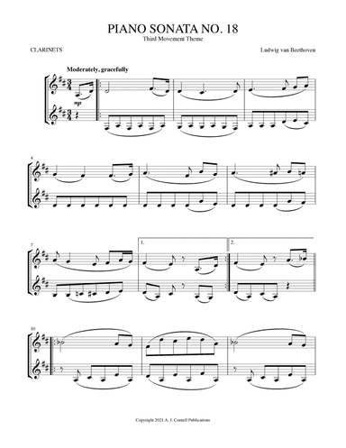 Piano Sonata No. 18, Third Movement Theme (arr. Mark Phillips)