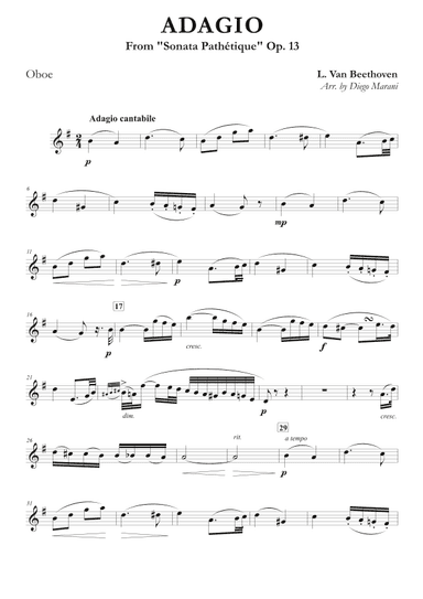 Adagio from "Sonata Pathetique" for Oboe and Piano (arr. Diego Marani)