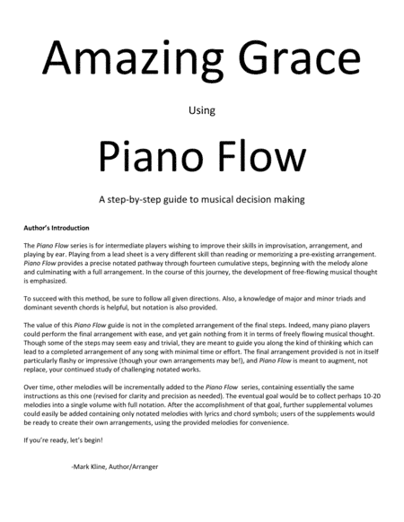 Piano Flow: "Amazing Grace" a step by step guide to musical decision making (arr. Mark Kline)
