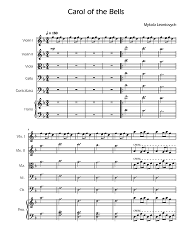 Carol of the Bells - String Quintet w/ Piano (arr. Ygor Nunes)