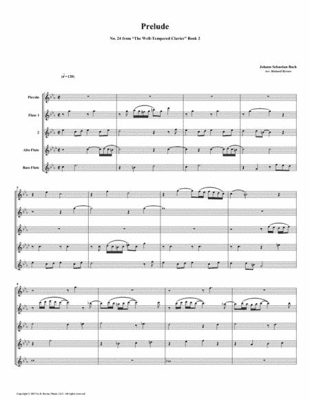 Prelude 24 from Well-Tempered Clavier, Book 2 (Flute Quintet) (arr. Richard Byrnes)
