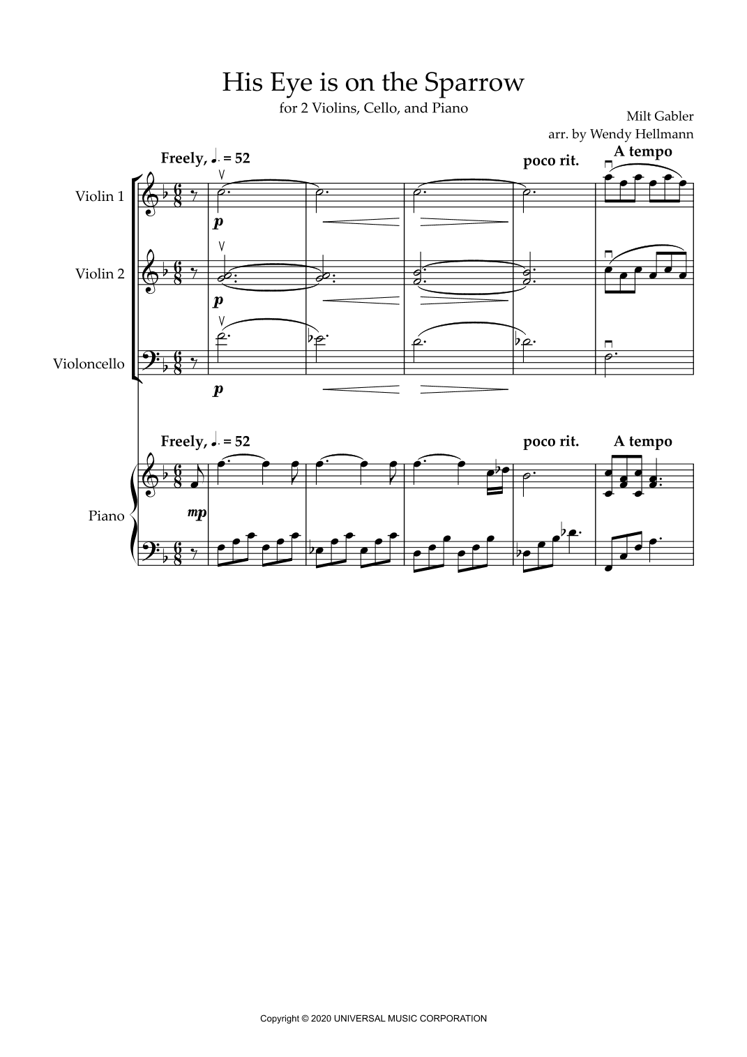 His Eye Is On The Sparrow (arr. Wendy Hellmann)