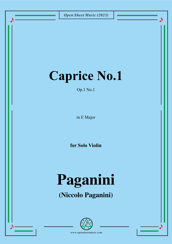Paganini-Caprice No.1,Op.1 No.1,in E Major,for Solo Violin (arr. OSM Press)