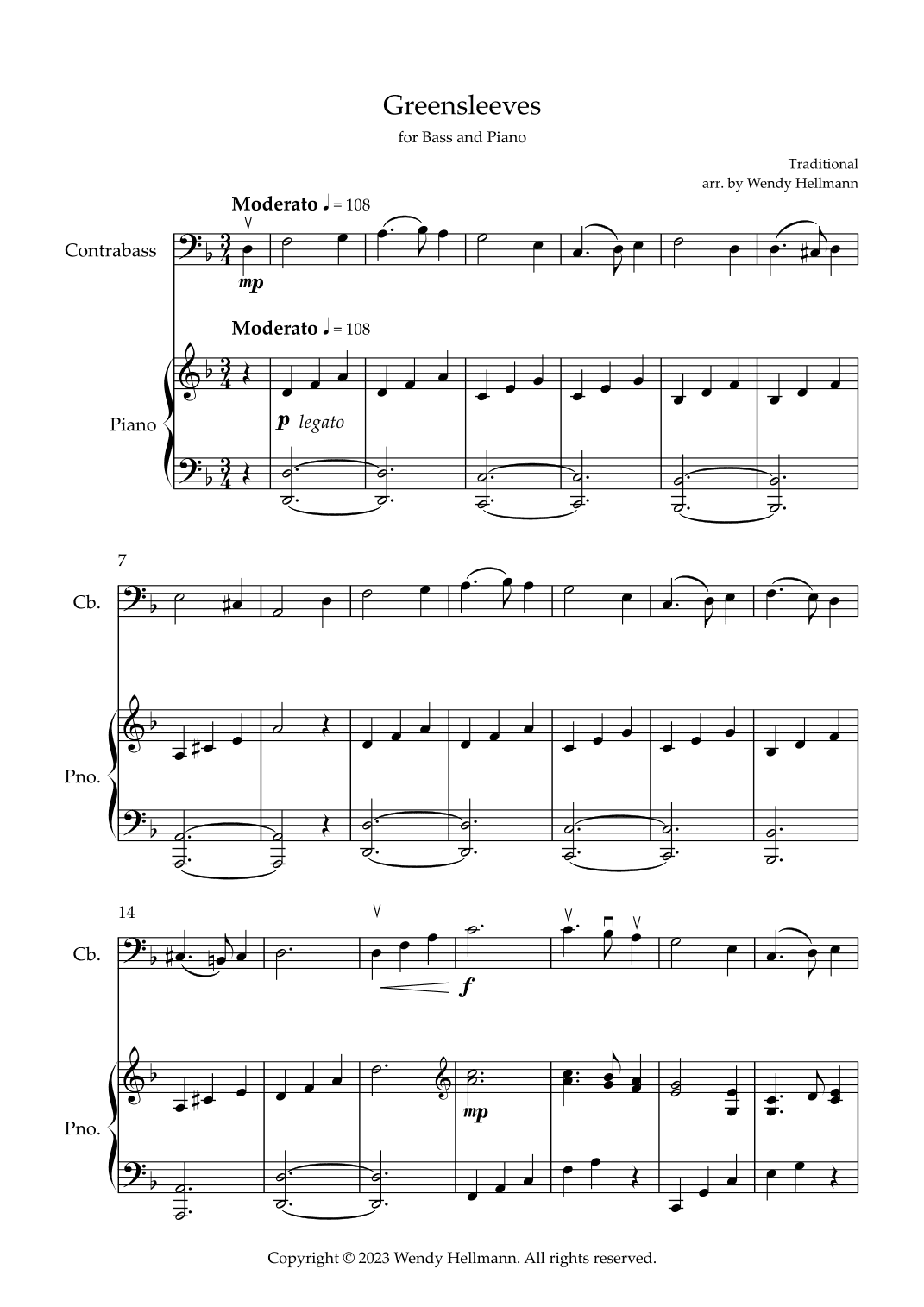 Greensleeves (arr. Wendy Hellmann)