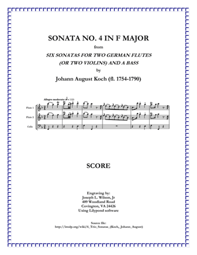 Koch Trio Sonata No. 4 in F Major (arr. Joseph L. Wilson, Jr.)