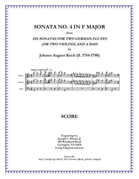 Koch Trio Sonata No. 4 in F Major (arr. Joseph L. Wilson, Jr.)