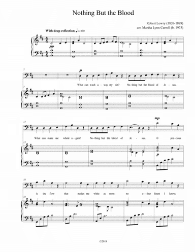 Nothing But the Blood - key of D (arr. Martha Lynn Carroll)