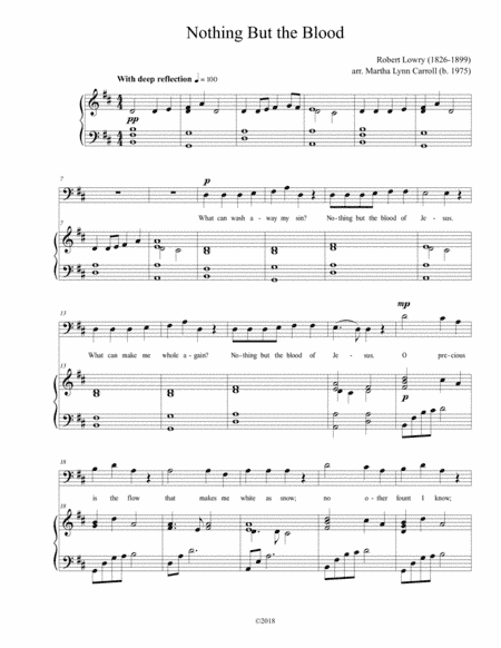 Nothing But the Blood - key of D (arr. Martha Lynn Carroll)