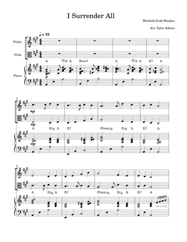 I Surrender All (Violin and Viola Duet and Piano) (arr. Tyler Adams)