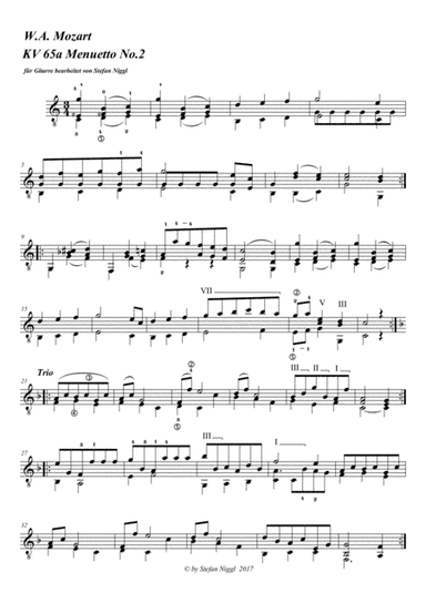 Menuet KV 65a no.2 for Guitar (arr. Stefan Niggl)