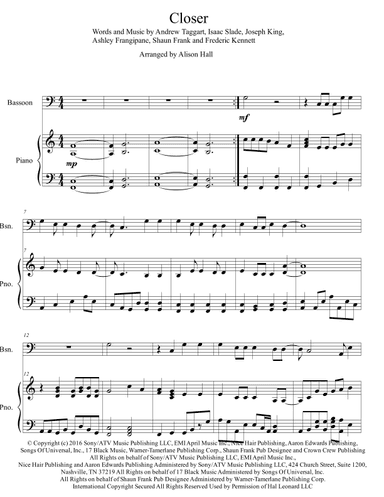Closer (arr. Alison Hall)
