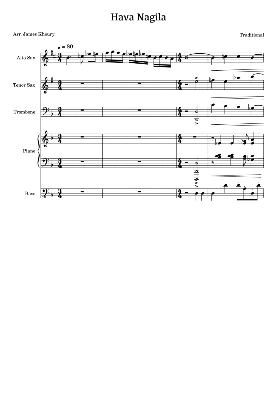 Hava Nagila (Jazz Quintet) (arr. James Khoury)